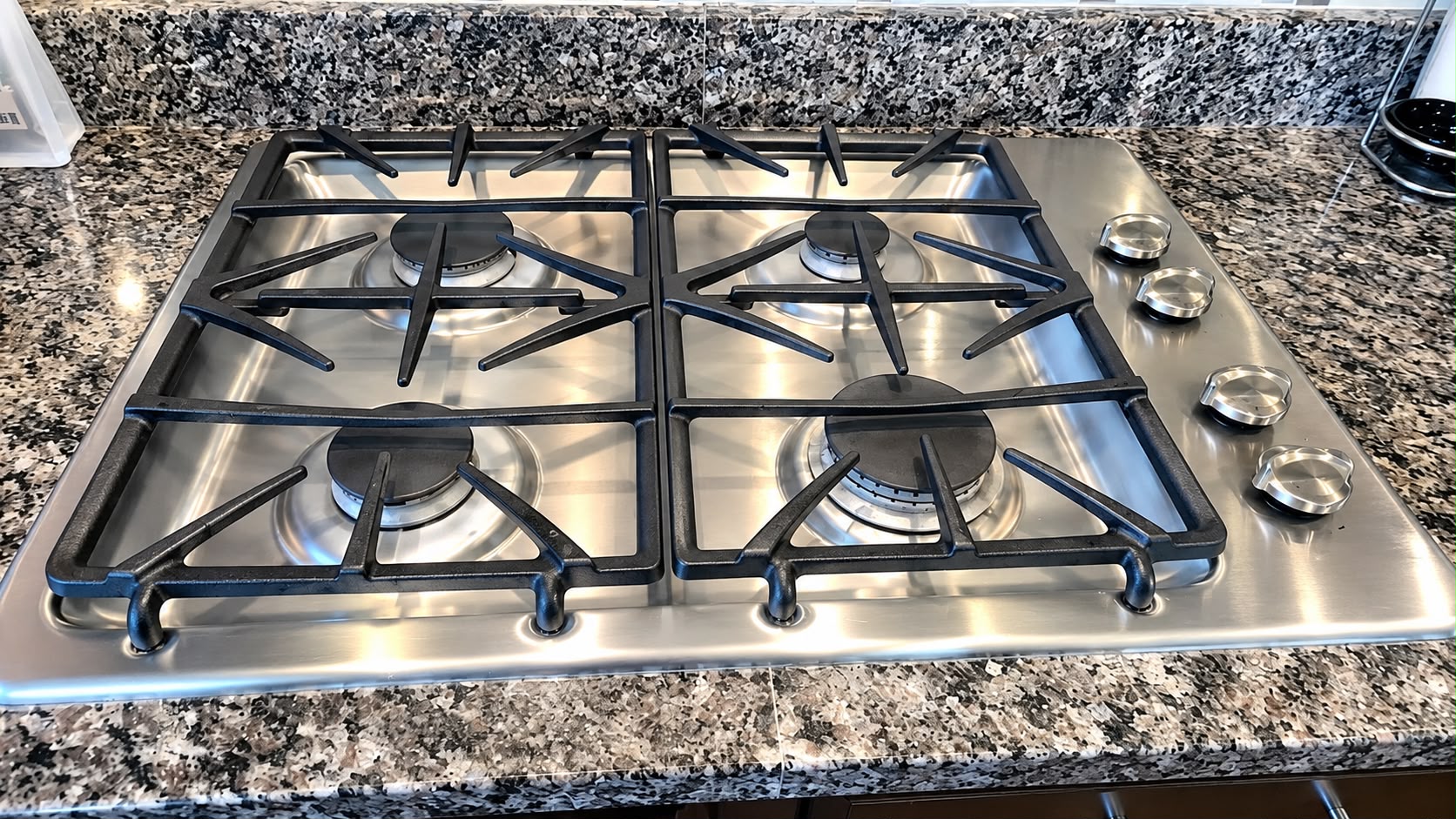 Stove freshly cleaned and shining after cleaning